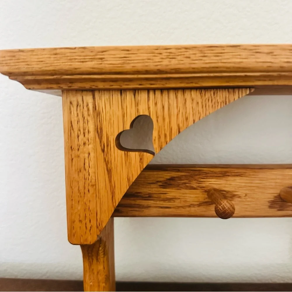 Wooden Wall Shelf with Heart Cutout - Vintage